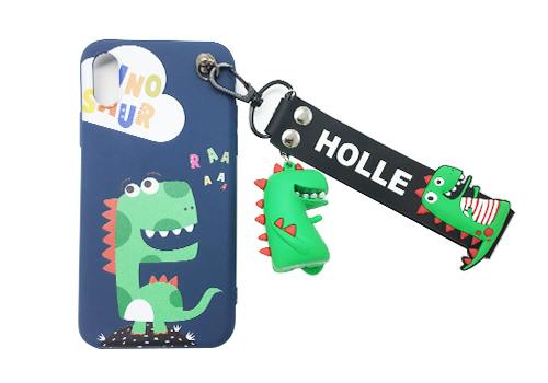 恐竜の吊り紐TPUスマホケース