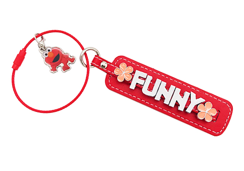 PUレッドの合皮キーホルダー